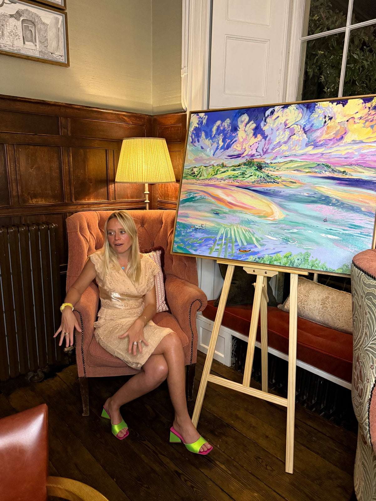 Contemporary abstract lanscape Artist Hannah Rollings - Art preview at Babington Soho House Somerset