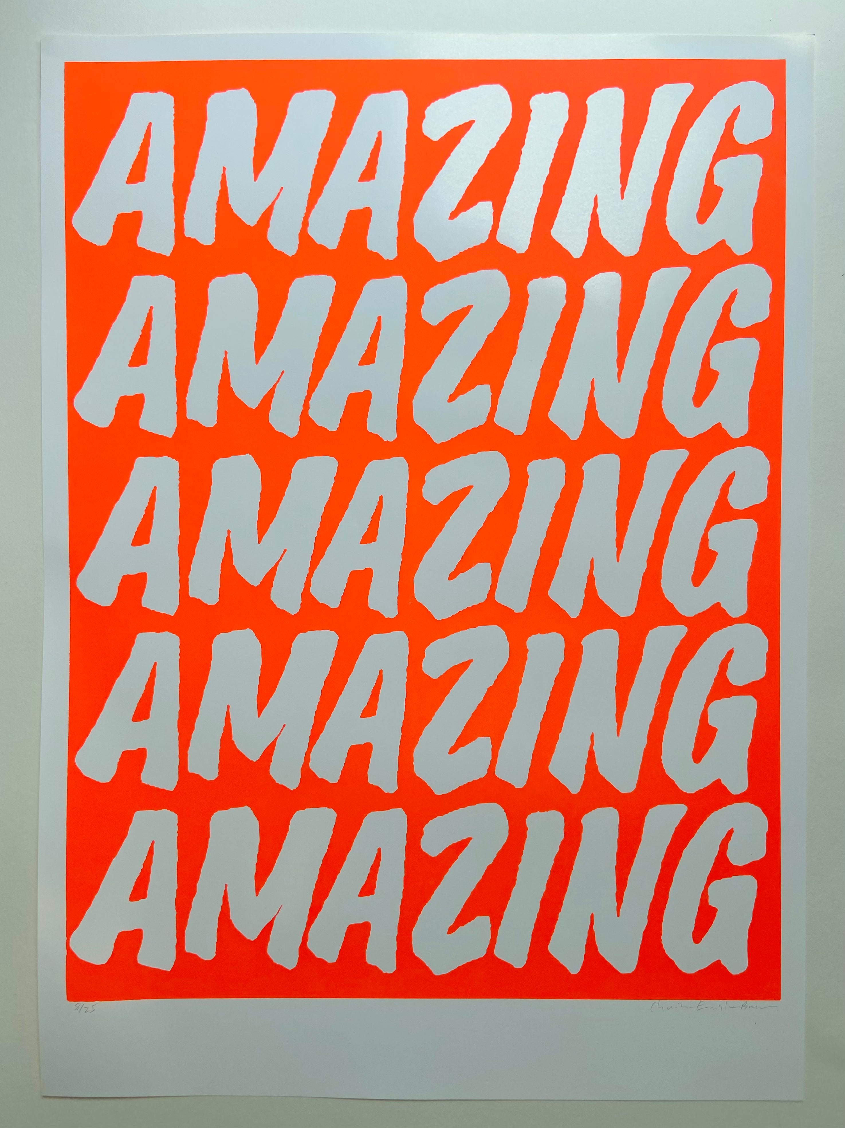 Fluror orange AMAZING graphic art print