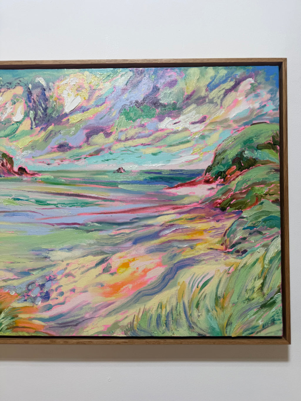 Across the Shallows 2026 by Hannah Rollings, original colourful landscape painting inspired by Cornwall