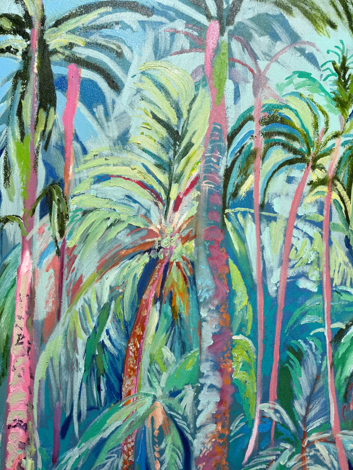 Hunte's Gardens 2026 by Hannah Rollings, original colourful landscape painting inspired by Barbados, Carribean Art.
