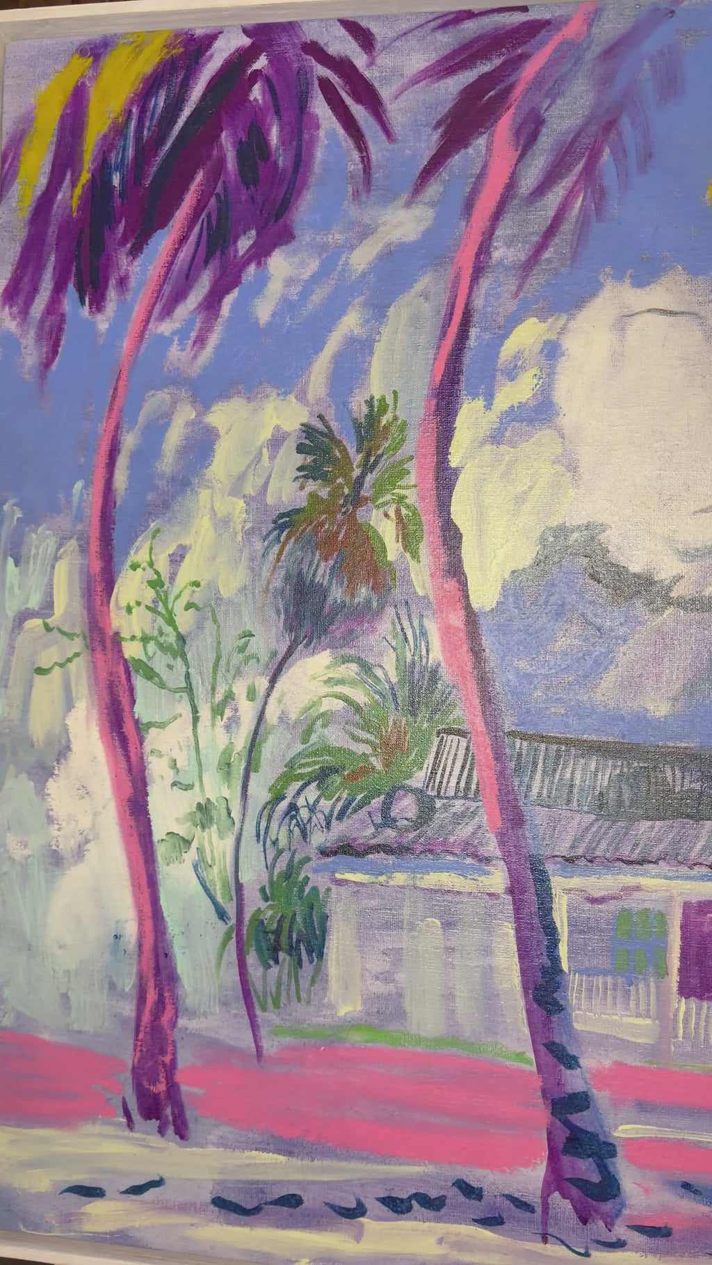 Beneath the Palms, Tropical Expressive Palm Tree Original Painting by Hannah Rollings