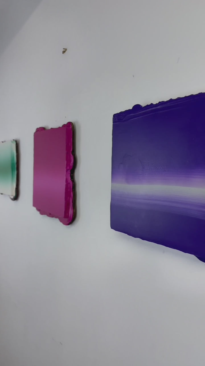 Unite three distinct voices of the Welsh landscape with this curated  abstract colourful triptych by cardiff artist Elfyn Lewis.